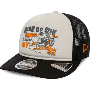 Gorra trucker negra y blanca American Ride Or Die 9FIFTY Retro Crown A Frame de New Era