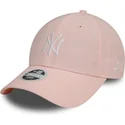 gebogene-rosa-verstellbare-damenkappe-9forty-linen-der-new-york-yankees-mlb-von-new-era