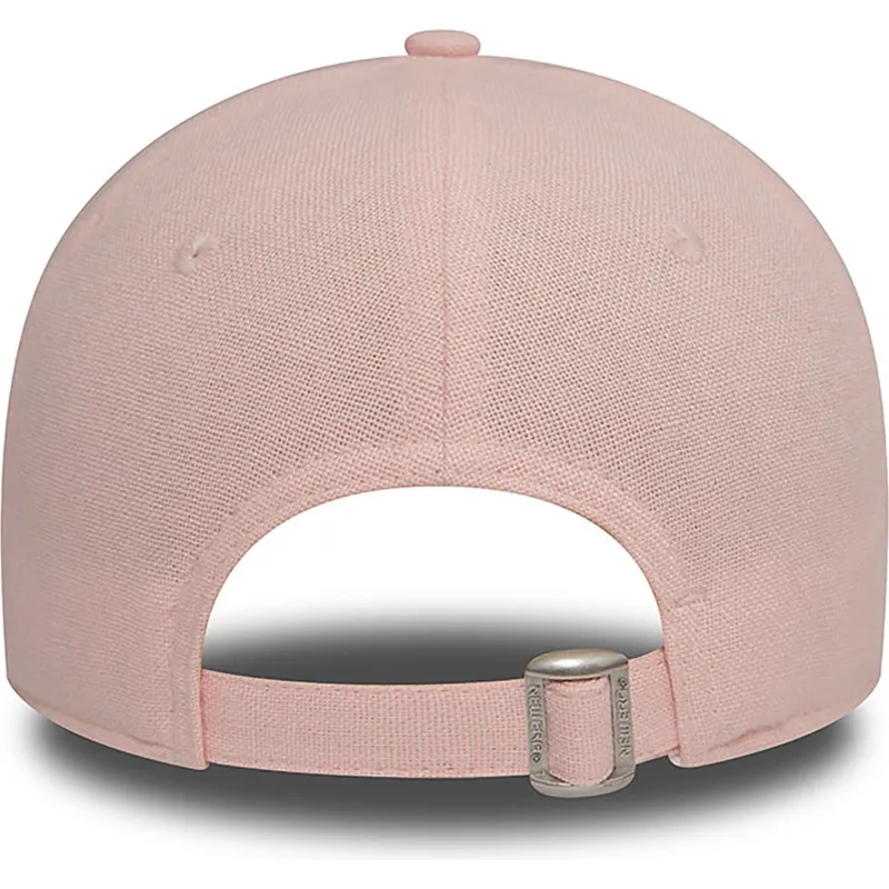 verstellbare-rosa-damenkappe-mit-gebogenem-schirm-9forty-linen-der-new-york-yankees-mlb-von-new-era
