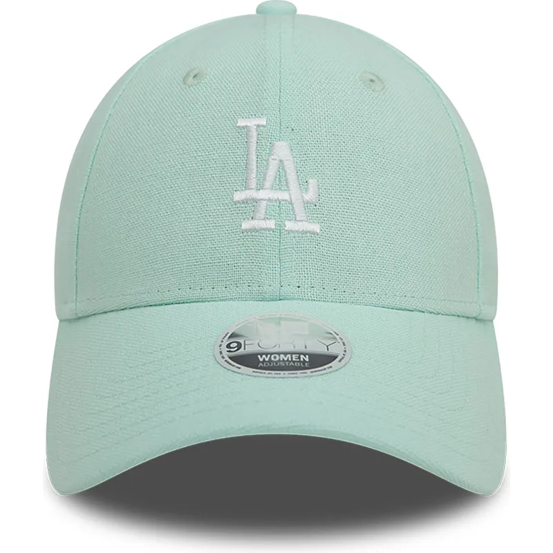 zielona-regulowana-czapka-z-zakrzywionym-daszkiem-dla-kobiet-9forty-linen-los-angeles-dodgers-mlb-new-era
