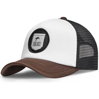 Καπέλο τύπου trucker σε λευκό, μαύρο και καφέ Classic από την Oblack