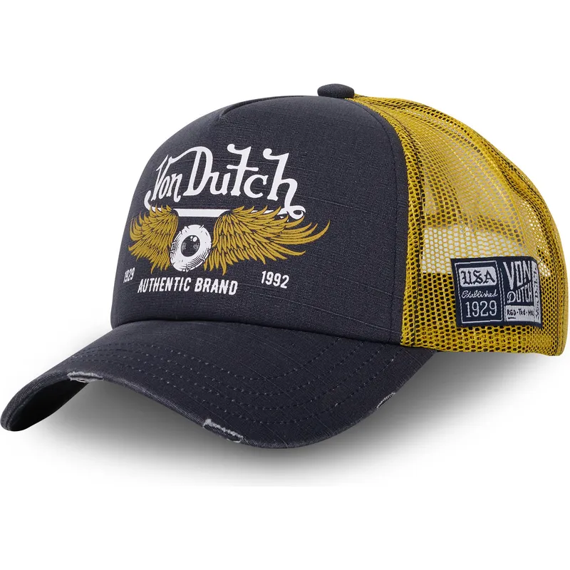 von-dutch-crew14-graue-und-gelbe-trucker-kappe