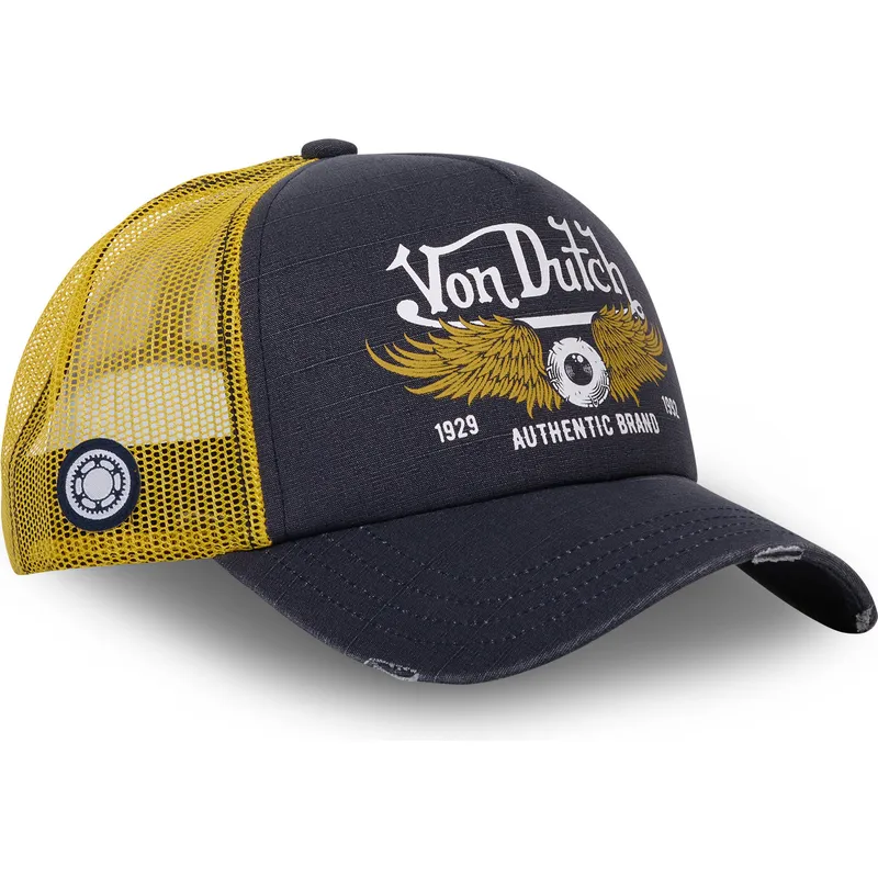 von-dutch-crew14-graue-und-gelbe-trucker-kappe