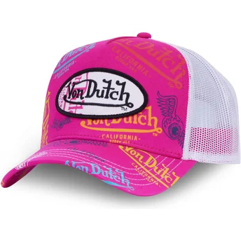Różowo-biała czapka trucker LE FUS od Von Dutch