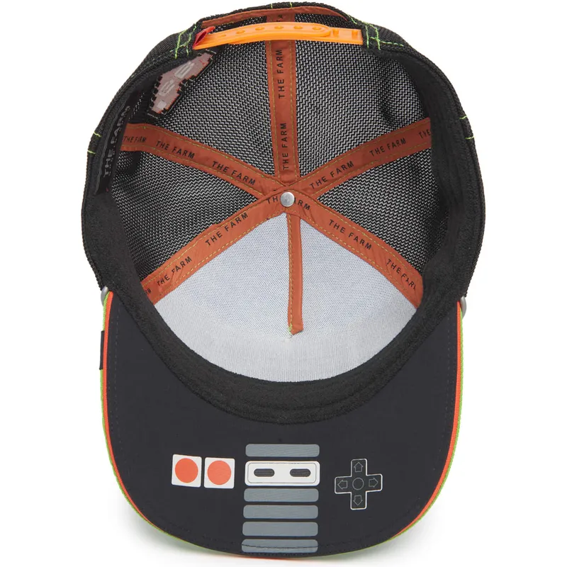 trucker-cap-blau-schwarz-und-entengrun-hunted-get-the-zapper-insert-coin-vol2-the-farm-von-goorin-bros