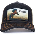 gorra-trucker-negra-y-beige-caballo-stallion-model-no-5741110n-rodeo-the-farm-de-goorin-bros