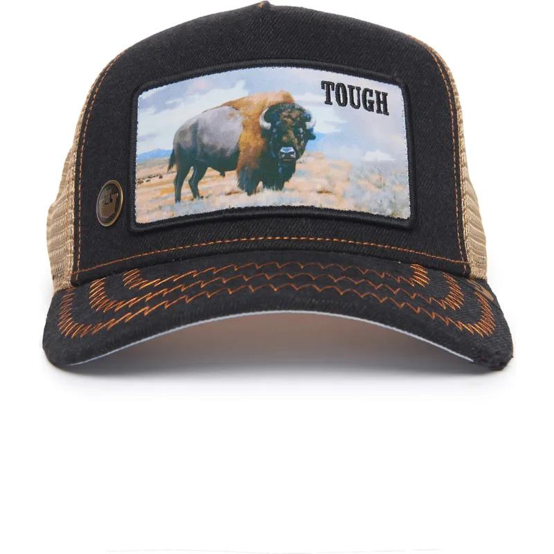 schwarze-und-beige-trucker-kappe-buffel-tough-modell-nr-70u9h-rodeo-the-farm-von-goorin-bros