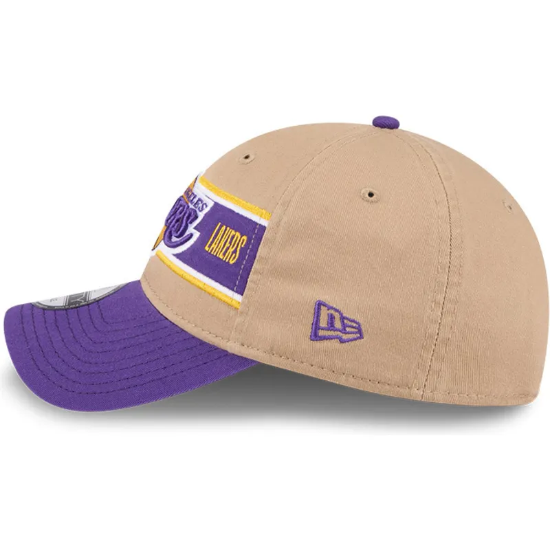 braune-und-violette-verstellbare-curved-cap-9twenty-draft-2024-der-los-angeles-lakers-nba-von-new-era