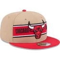 braune-und-rote-flache-snapback-kappe-9fifty-draft-2024-von-chicago-bulls-nba-von-new-era
