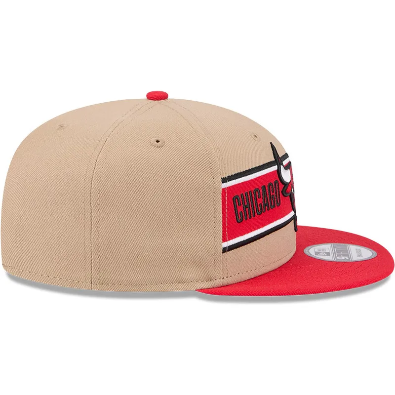 braune-und-rote-flache-snapback-kappe-9fifty-draft-2024-von-chicago-bulls-nba-von-new-era