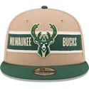 gorra-plana-marron-y-verde-snapback-9fifty-draft-2024-de-milwaukee-bucks-nba-de-new-era