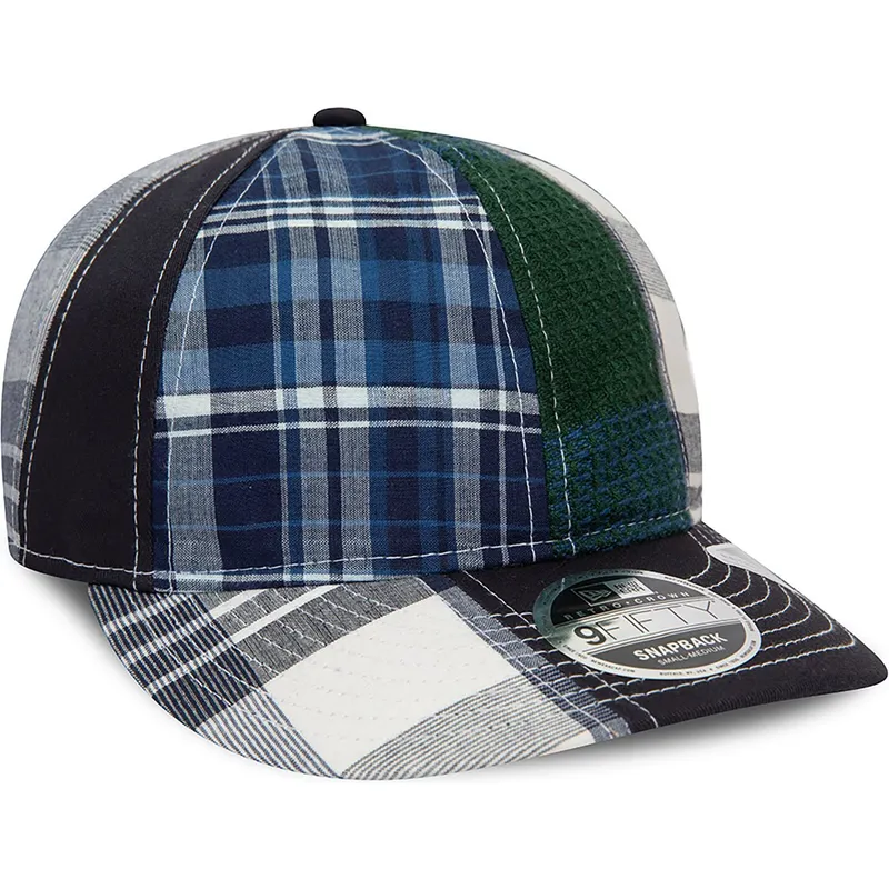 blaue-verstellbare-kappe-mit-gebogenem-schirm-9fifty-retro-crown-relaxed-heritage-fit-von-new-era-x-original-madras-trading-comp