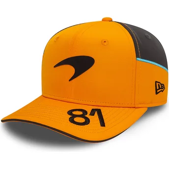 Gorra curva naranja y gris snapback Oscar Piastri 9FIFTY Original Fit de McLaren Racing Formula 1 de New Era