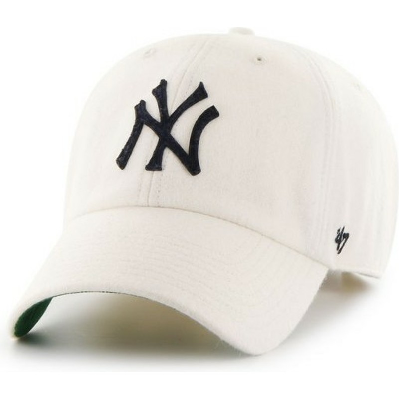 47-brand-curved-brim-cream-black-logonew-york-yankees-mlb-clean-up-white-cap