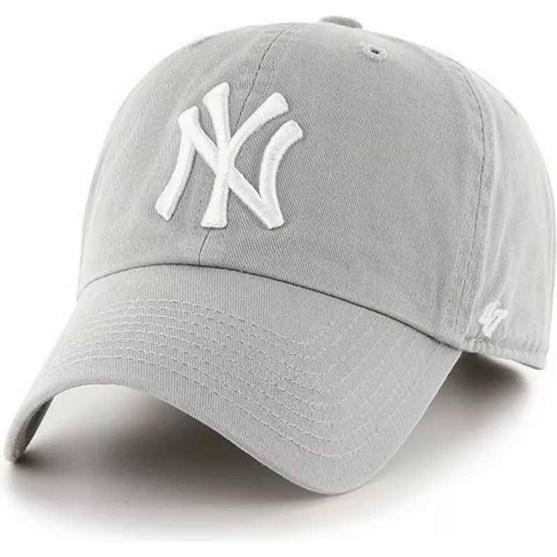 47-brand-curved-brim-new-york-yankees-mlb-clean-up-grey-cap