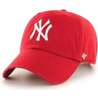 Κόκκινο καπέλο με κυρτό γείσο New York Yankees MLB Clean Up της 47 Brand