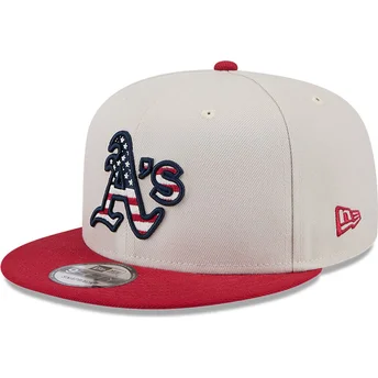Καπέλο επίπεδο μπεζ και κόκκινο snapback 9FIFTY 4ης Ιουλίου των Oakland Athletics MLB από την New Era