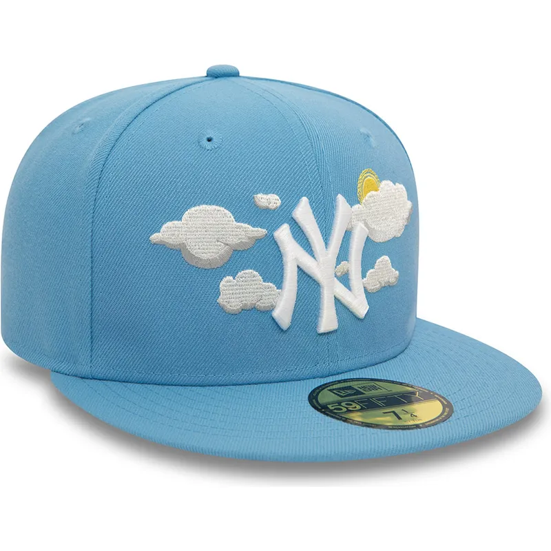 New Era Flat Brim 59FIFTY Cloud New York Yankees MLB Blue Fitted Cap 