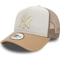 casquette-trucker-blanche-et-beige-a-frame-world-series-new-york-yankees-mlb-new-era