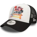 casquette-trucker-blanche-et-noire-bugs-bunny-and-his-friends-a-frame-looney-tunes-new-era