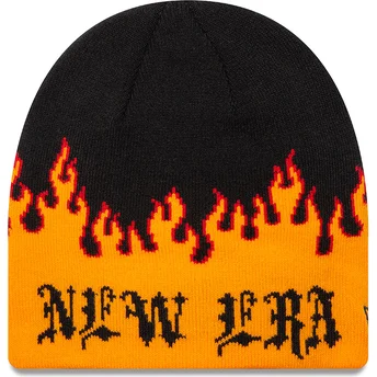 Czapka czarna i pomarańczowa Skull Knit Flame od New Era