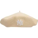 new-era-women-wool-beret-new-york-yankees-mlb-beige-flat-cap