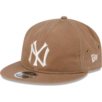 Gorra plana marrón ajustable 9FIFTY Waxed Canvas de New York Yankees MLB de New Era