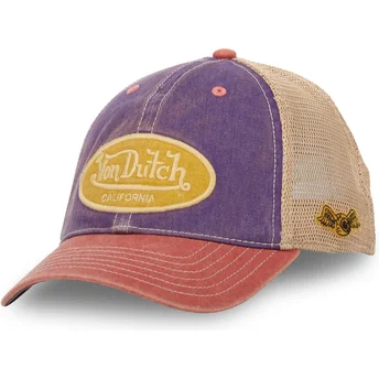 Casquette trucker violette, beige et rouge MAC7 Von Dutch