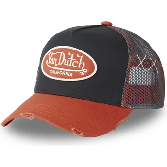 Czarna i pomarańczowa czapka trucker GROR marki Von Dutch