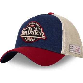 Καπέλο καμπύλης μπλε, μπεζ και κόκκινο snapback VINT05 της Von Dutch