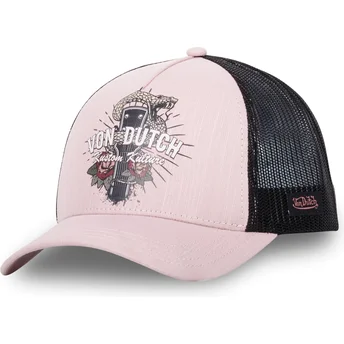 Casquette trucker rose et noire SNA Von Dutch