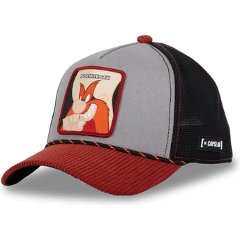 Gorra trucker gris, negra y roja Sam Bigotes LOO10 SAM Looney Tunes de Capslab