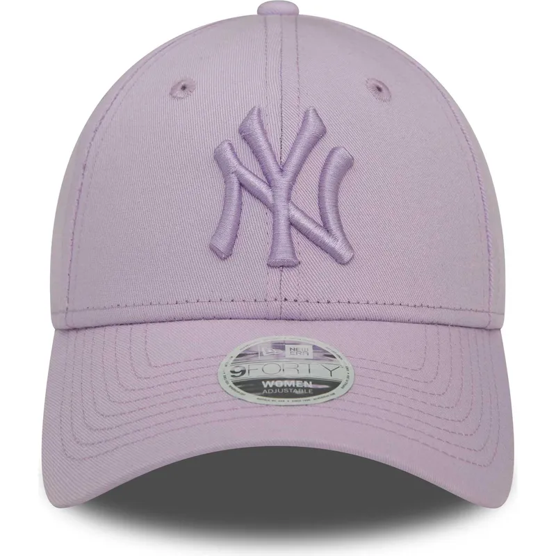 violette-verstellbare-curved-cap-mit-violettem-logo-fur-damen-9forty-league-essential-der-new-york-yankees-mlb-von-new-era