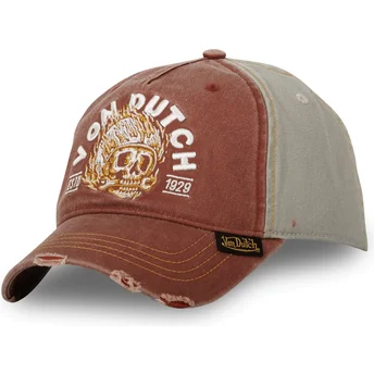 Gorra curva marrón y gris ajustable FIR CB de Von Dutch