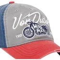 casquette-courbee-grise-bleue-et-rouge-ajustable-mot-von-dutch