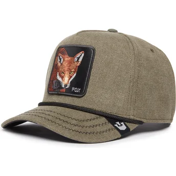 Grüne Snapback-Cap mit gebogenem Schirm Fuchs Foxy Duck Canvas The Farm von Goorin Bros.