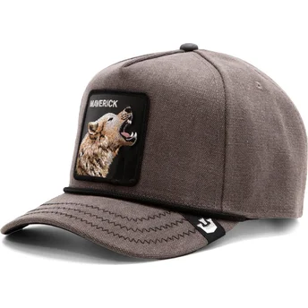 snapback-z-szarym-zakrzywionym-daszkiem-z-wilkiem-maverick-howling-duck-canvas-the-farm-od-goorin-bros