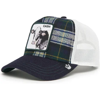 Casquette trucker bleue marine et blanche vache Cash Moon Cow UK Plaid The Farm Goorin Bros.