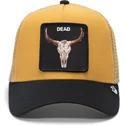 casquette-trucker-jaune-et-noire-boeuf-the-dead-skull-eco-brutalism-the-farm-goorin-bros