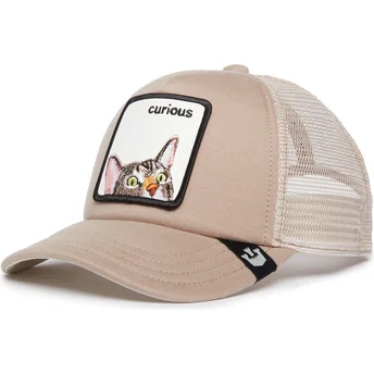 Casquette trucker beige pour enfant chat Curious What's That The Farm Goorin Bros.