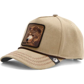 casquette-courbee-marron-claire-snapback-ours-bear-bareduck-canvas-the-farm-goorin-bros