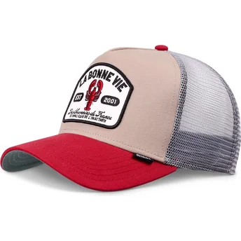 Gorra Trucker Beige, Grau und Rot La Bonne Vie HFT von Djinns