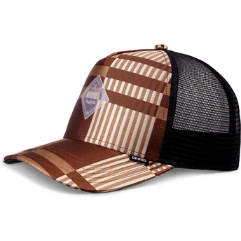 Καφέ και μαύρο καπέλο trucker HFT Shiny Check της Djinns