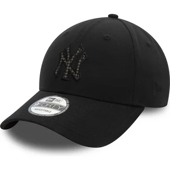 New York Yankees MLB 9FORTY Check Infill justerbar svart böjd keps från New Era