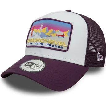 Casquette trucker violette A Frame Ski Patch Courchevel Villes et plages New Era