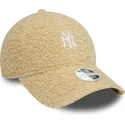 new-era-curved-brim-women-9forty-borg-new-york-yankees-mlb-beige-adjustable-cap