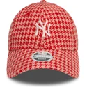 justerbar-rosa-kurvad-keps-for-dam-9forty-houndstooth-fran-new-york-yankees-mlb-av-new-era
