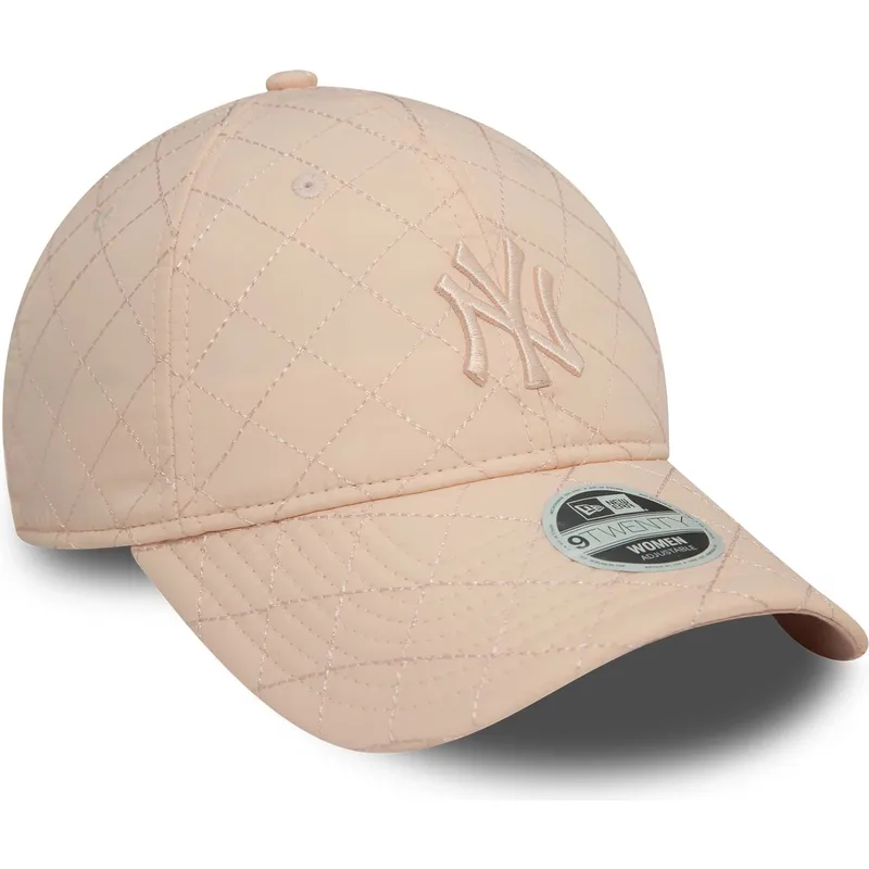 verstellbare-rosa-damen-cap-mit-gebogenem-schirm-9twenty-padded-der-new-york-yankees-mlb-von-new-era
