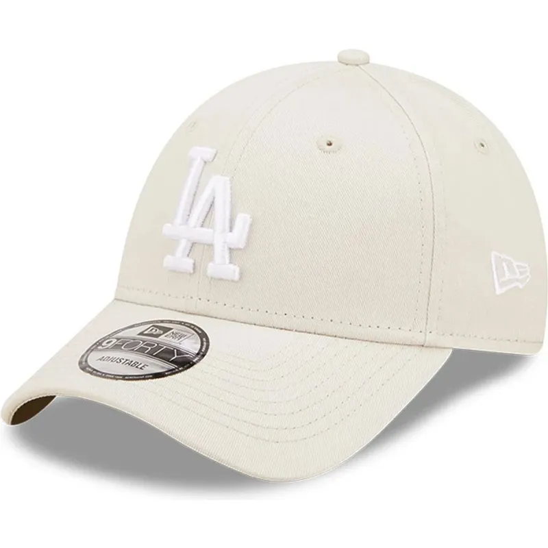 beige-verstellbare-curved-cap-9forty-league-essential-der-los-angeles-dodgers-mlb-von-new-era