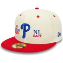 casquette-plate-beige-et-rouge-ajustee-59fifty-93-division-philadelphia-phillies-mlb-new-era